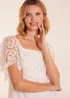 Blue Vanilla Ivory Crochet Lace Puff Ball Top - Small Image 3