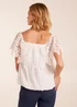 Blue Vanilla Ivory Crochet Lace Puff Ball Top - Small Image 2
