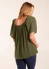 Blue Vanilla Khaki Shirred At Front Swing Top - Medium Image 2