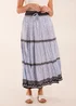 Blue Vanilla Blue Contrast Printed Tiered Skirt - Medium Image 4