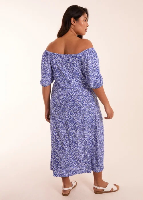 Blue Vanilla Curve Blue Milkmaid Stretch Crepe Midi Dress - 20 Image 2