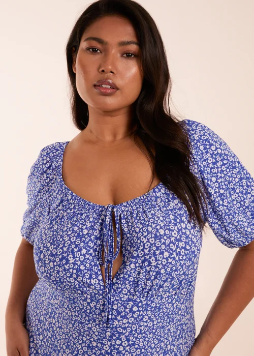 Blue Vanilla Curve Blue Milkmaid Stretch Crepe Midi Dress - 20 Image 5