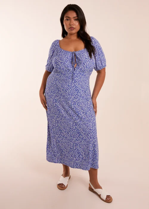 Blue Vanilla Curve Blue Milkmaid Stretch Crepe Midi Dress - 20 Image 1