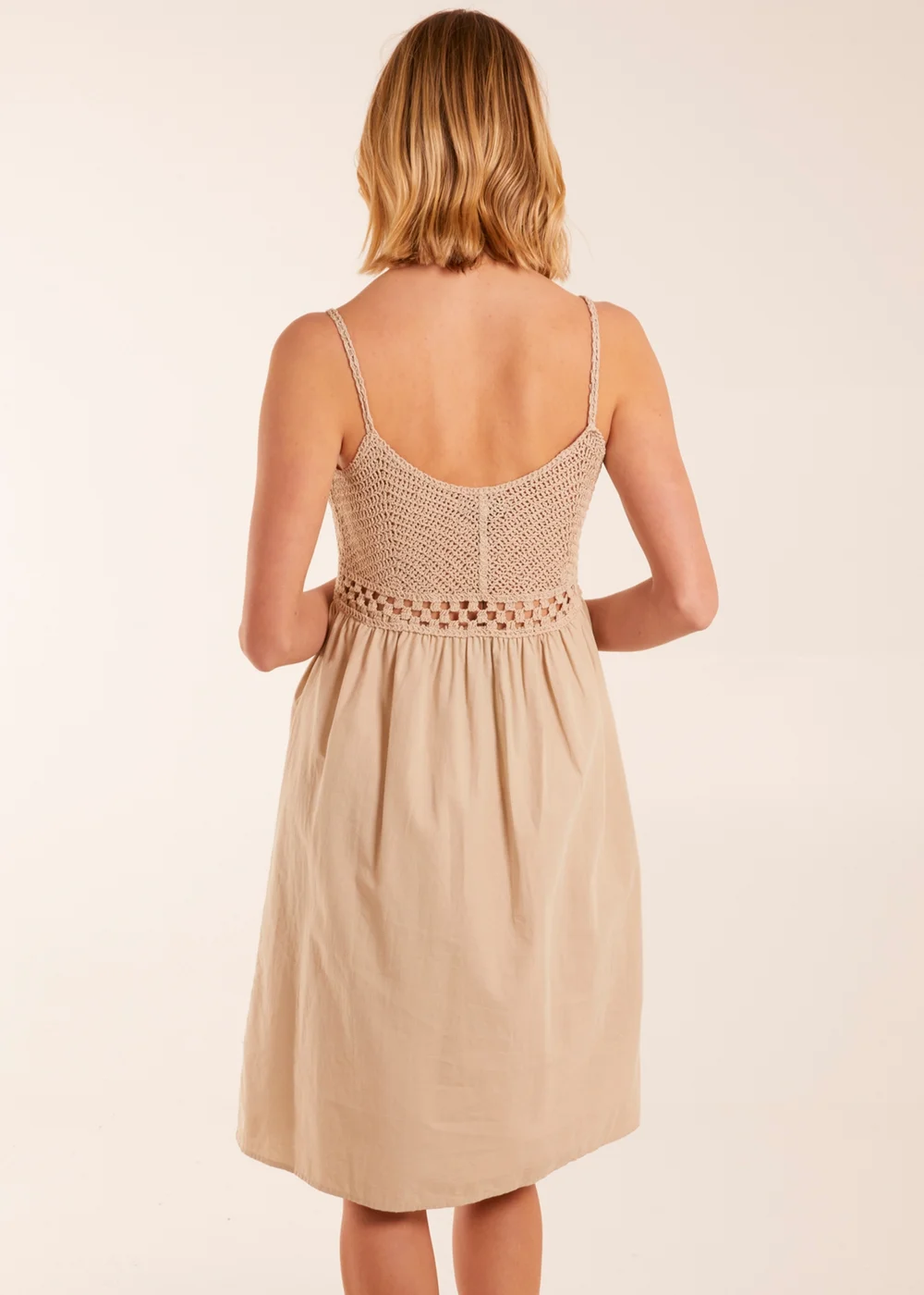 Blue Vanilla Stone Strap Midi Cami Dress Crochet - M Image 2