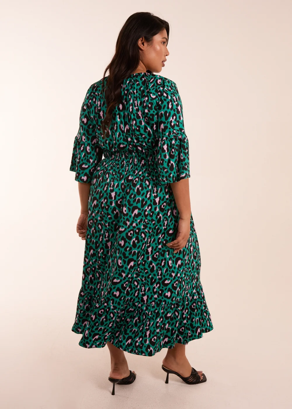 Blue Vanilla Curve Blue Elasticated Neck Shirred Waist Midi Dress - 22-24 Image 2