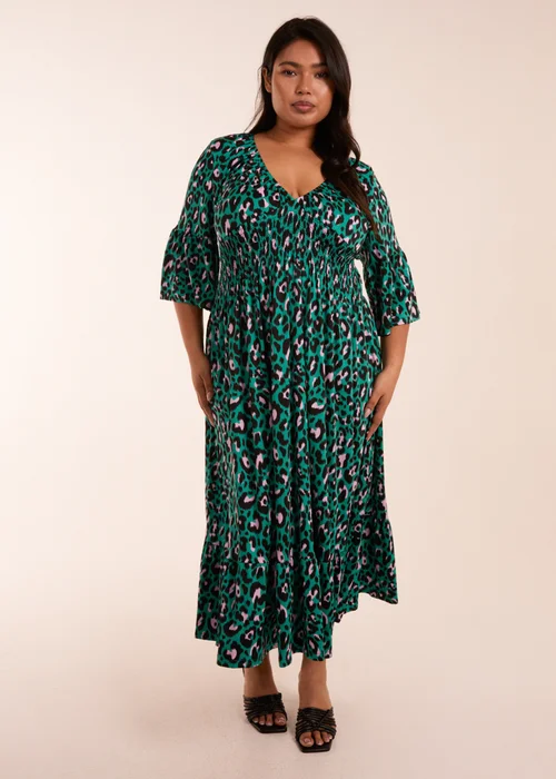 Blue Vanilla Curve Blue Elasticated Neck Shirred Waist Midi Dress - 22-24 Image 4