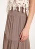 Blue Vanilla Brown Shirring Waist Tiered Maxi Skirt - Large Image 4