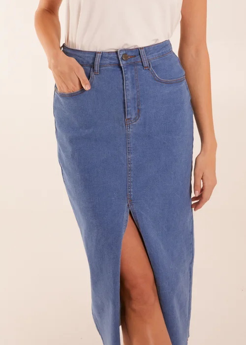 Blue Vanilla Blue High Rise Denim Maxi Skirt - Size 10 Image 3