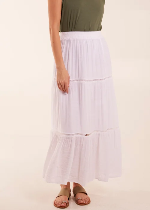 Blue Vanilla White Ladder Trim Maxi Skirt - Large Image 4