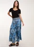 Blue Vanilla Navy Embellished Waist Wide Leg Trouser - M Image 1