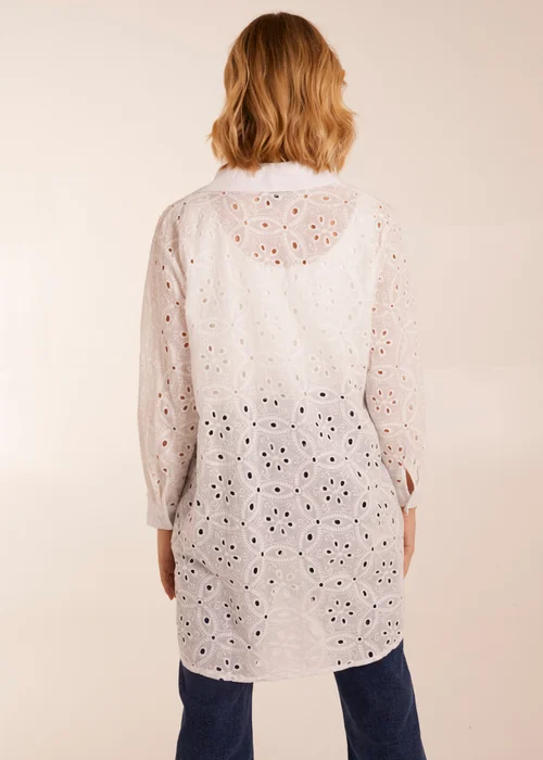 Blue Vanilla Ivory Crochet Detailed Long Sleeve Shirt - M Image 2