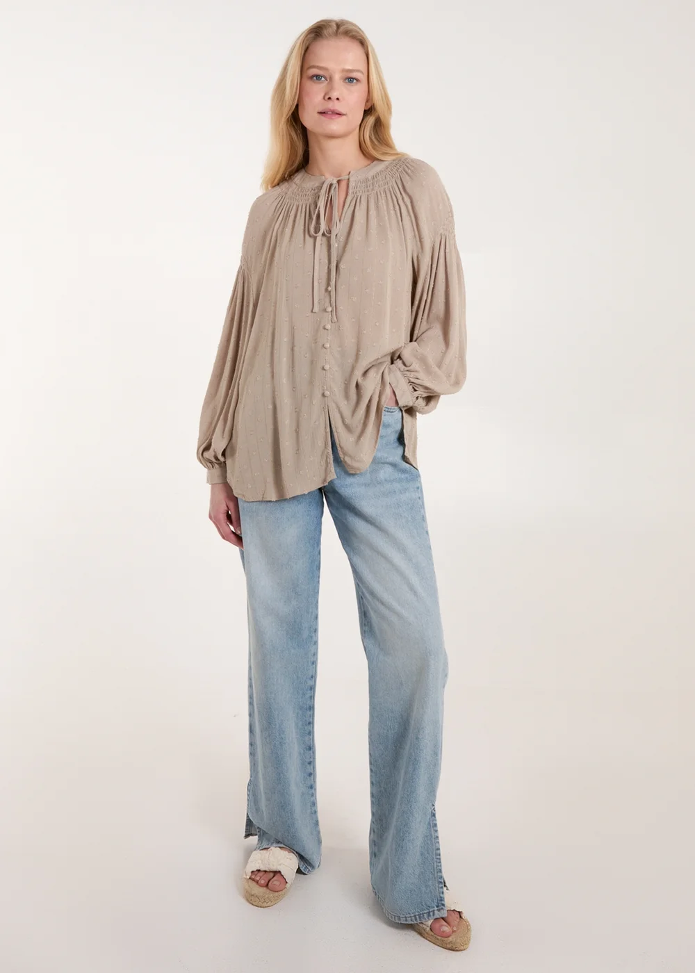 Blue Vanilla Mocha Long Sleeve Button Down Shirt - S/M Image 4