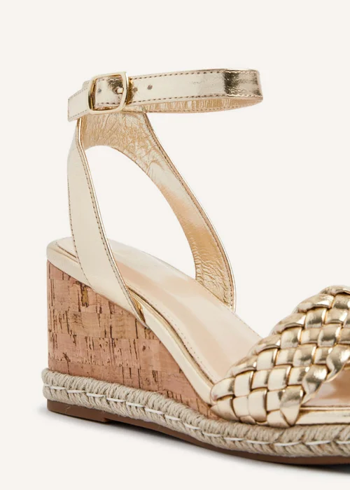 Linzi Regan Gold Faux Leather Plaited Wedge - Size 4 Image 4
