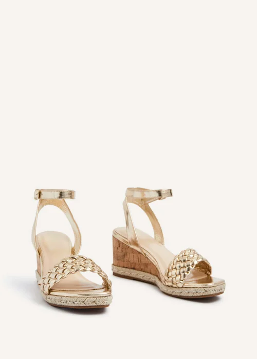 Linzi Regan Gold Faux Leather Plaited Wedge - Size 4 Image 3
