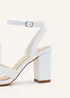 Linzi City White Faux Leather Block Heeled Sandal - Size 8 Image 4