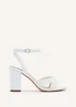 Linzi City White Faux Leather Block Heeled Sandal - Size 8 Image 2