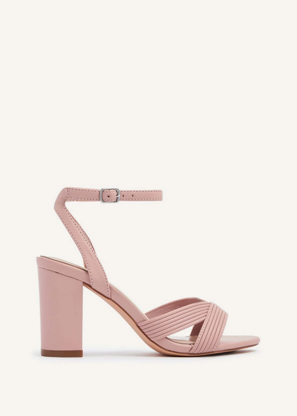 Linzi City Dusky Pink Faux Leather Block Heeled Sandal - Size 6 Image 2