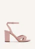Linzi City Dusky Pink Faux Leather Block Heeled Sandal - Size 6 Image 2