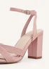 Linzi City Dusky Pink Faux Leather Block Heeled Sandal - Size 6 Image 4