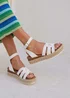Linzi Dakota White Faux Leather Woven Espadrille Inspired Flatform Sandal - Size 5 Image 1