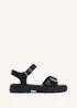 Linzi Comet Black Faux Grain Leather Chunky Sandal - Size 5 Image 2