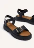 Linzi Comet Black Faux Grain Leather Chunky Sandal - Size 5 Image 4