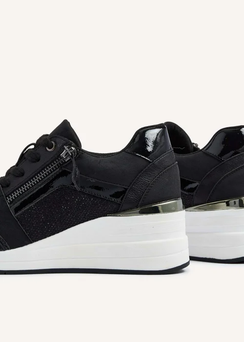 Linzi Everett Black Glitter Wedged Trainer - Size 5 Image 4