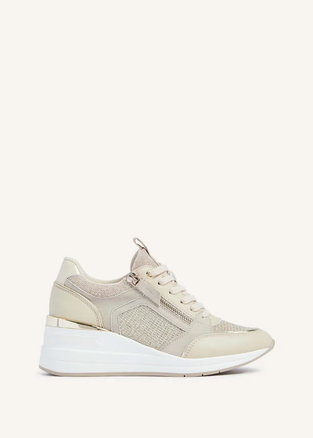 Linzi Everett Gold and Nude Wedged Trainer