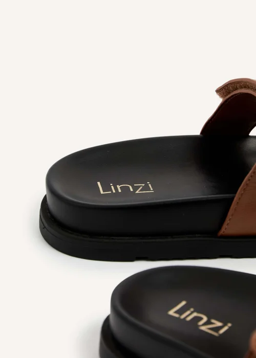 Linzi Emmy Tan Faux Leather Footbed Linked Design Sandal - Size 4 Image 4