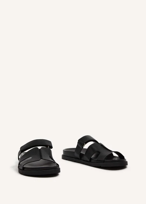 Linzi Emmy Black Faux Leather Footbed Linked Design Sandal - Size 6 Image 3