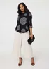 Izabel London Black Abstract Print Frill Hem Tunic Top - 12 Image 4