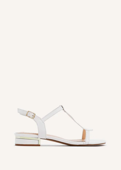 Linzi Lavish White Faux Leather T-Bar Looped Low Block Sandal - Size 7 Image 2