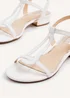 Linzi Lavish White Faux Leather T-Bar Looped Low Block Sandal - Size 7 Image 4