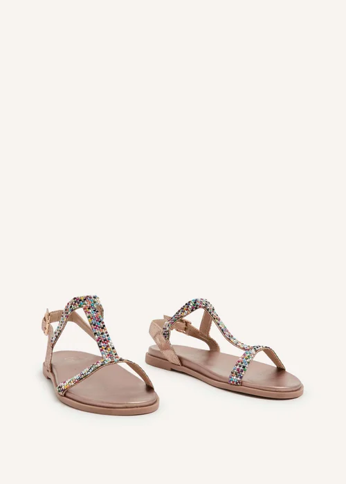 Linzi Aubrey Rose Gold T-Bar Flat Sandal - Size 7 Image 3