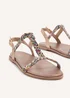 Linzi Aubrey Rose Gold T-Bar Flat Sandal - Size 7 Image 4