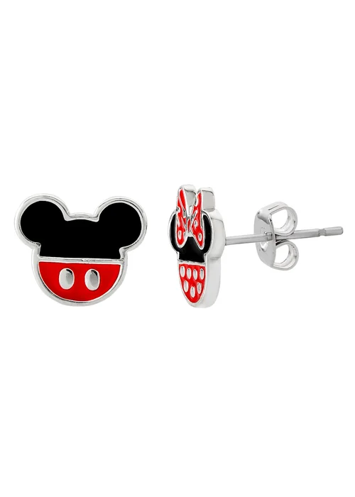 Disney Mickey and Minnie Mouse Enamel Filled Earrings - One Size Image 2