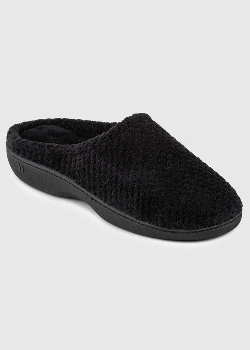Totes Isotoner Black Popcorn Terry Mule Slippers - Size 7 Image 3