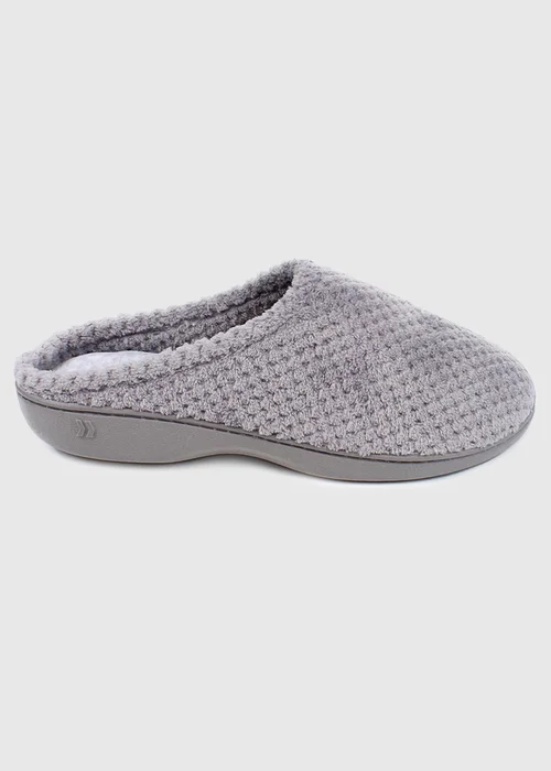 Totes Isotoner Grey Popcorn Terry Mule Slippers - Size 5 Image 4