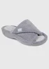 Totes Isotoner Grey Popcorn Turnover Open Toe Slippers - Size 6 Image 3