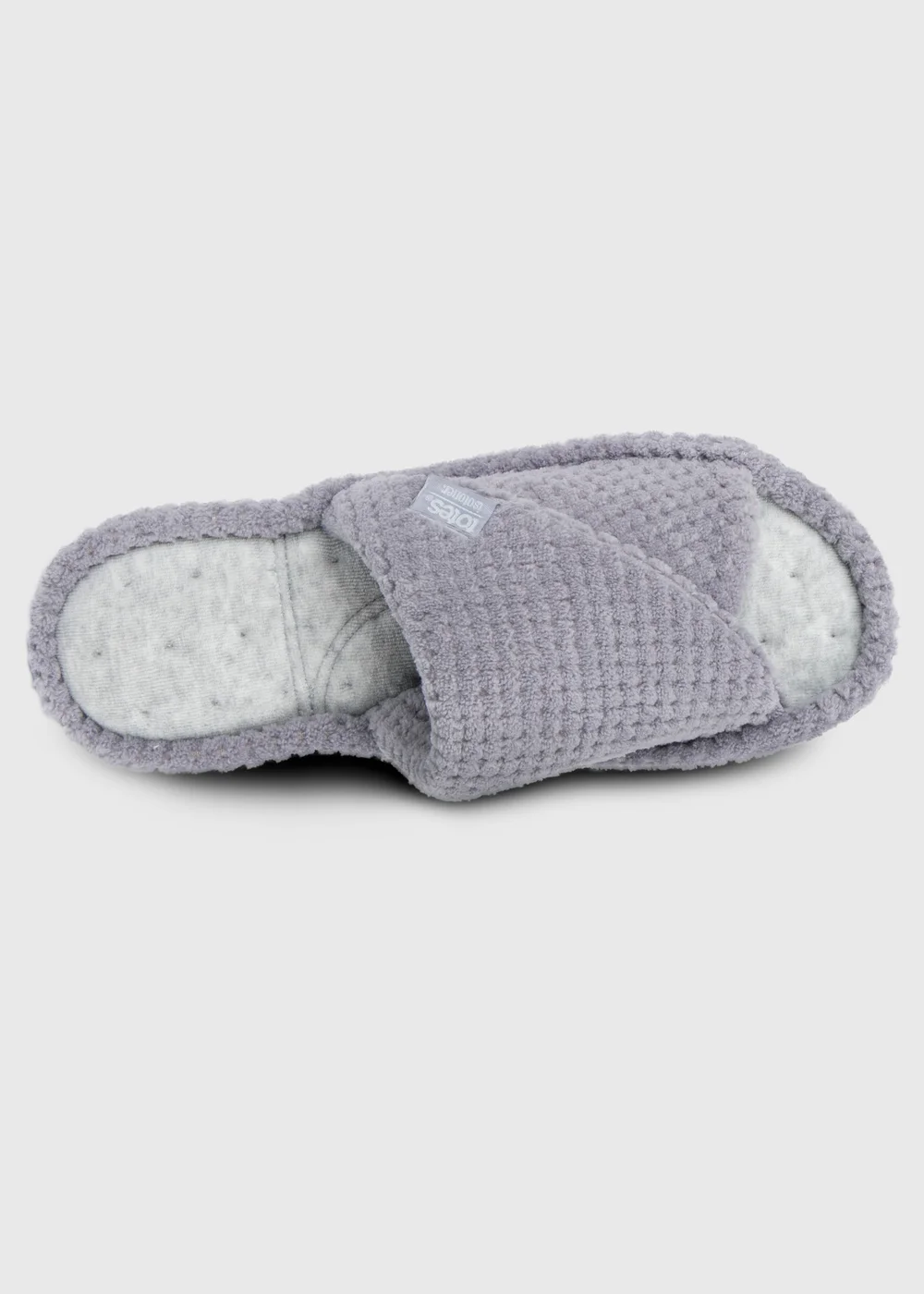 Totes Isotoner Grey Popcorn Turnover Open Toe Slippers - 6 Image 5