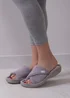 Totes Isotoner Grey Popcorn Turnover Open Toe Slippers - Size 6 Image 2