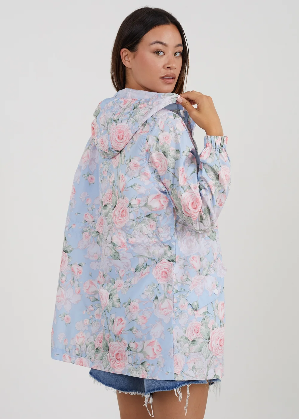 Brave Soul Blue Lightweight Showerproof Hooded Mac - 8 Image 2