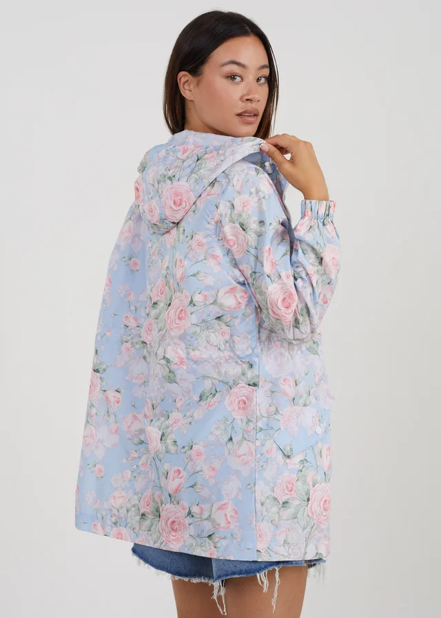 Brave Soul Blue Lightweight Showerproof Hooded Mac