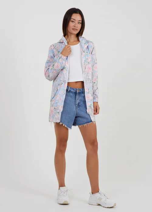 Brave Soul Blue Lightweight Showerproof Hooded Mac - 8 Image 4