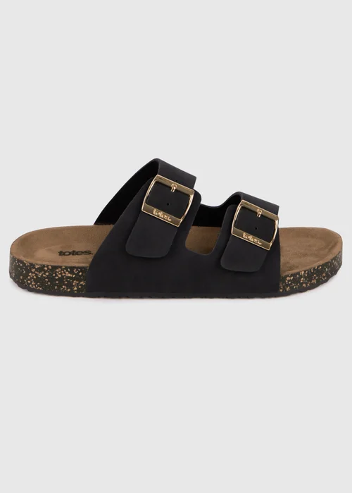 Totes Black PU Double Buckle Slider - Size 5 Image 4