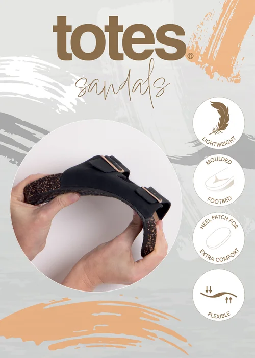 Totes Black PU Double Buckle Slider - Size 5 Image 3