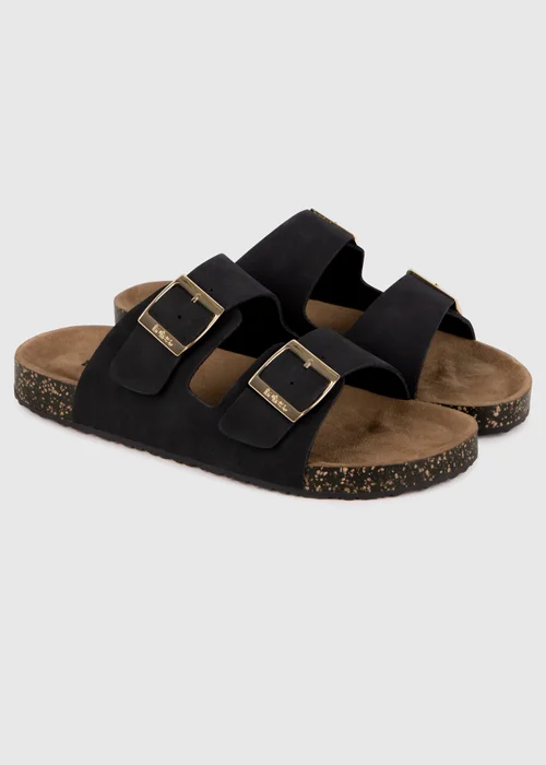 Totes Black PU Double Buckle Slider - Size 5 Image 1