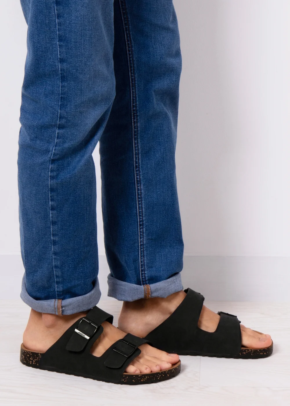 Totes Black PU Double Buckle Slider - Size 8 Image 2