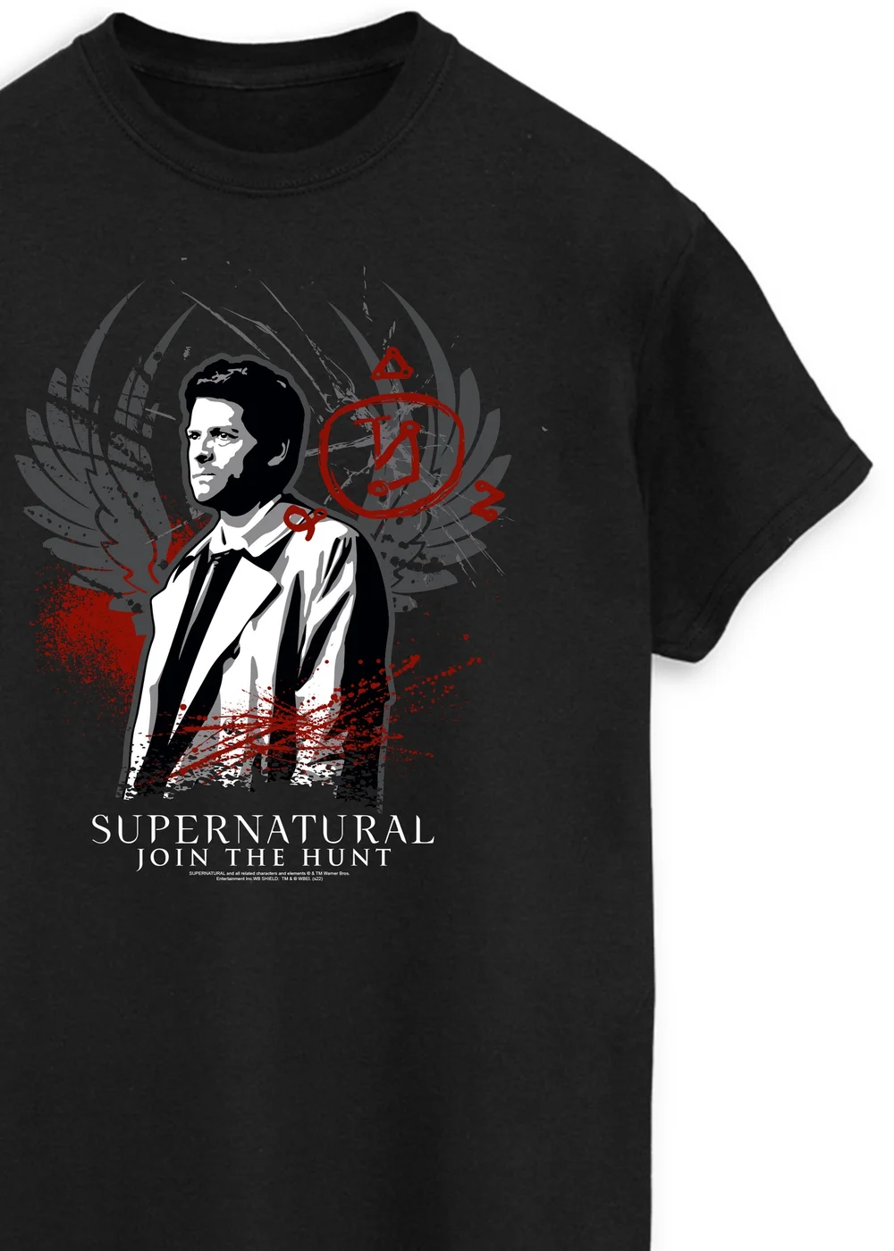 Supernatural Black Join The Hunt Wings Printed Boyfriend Fit T-Shirt - Medium Image 2