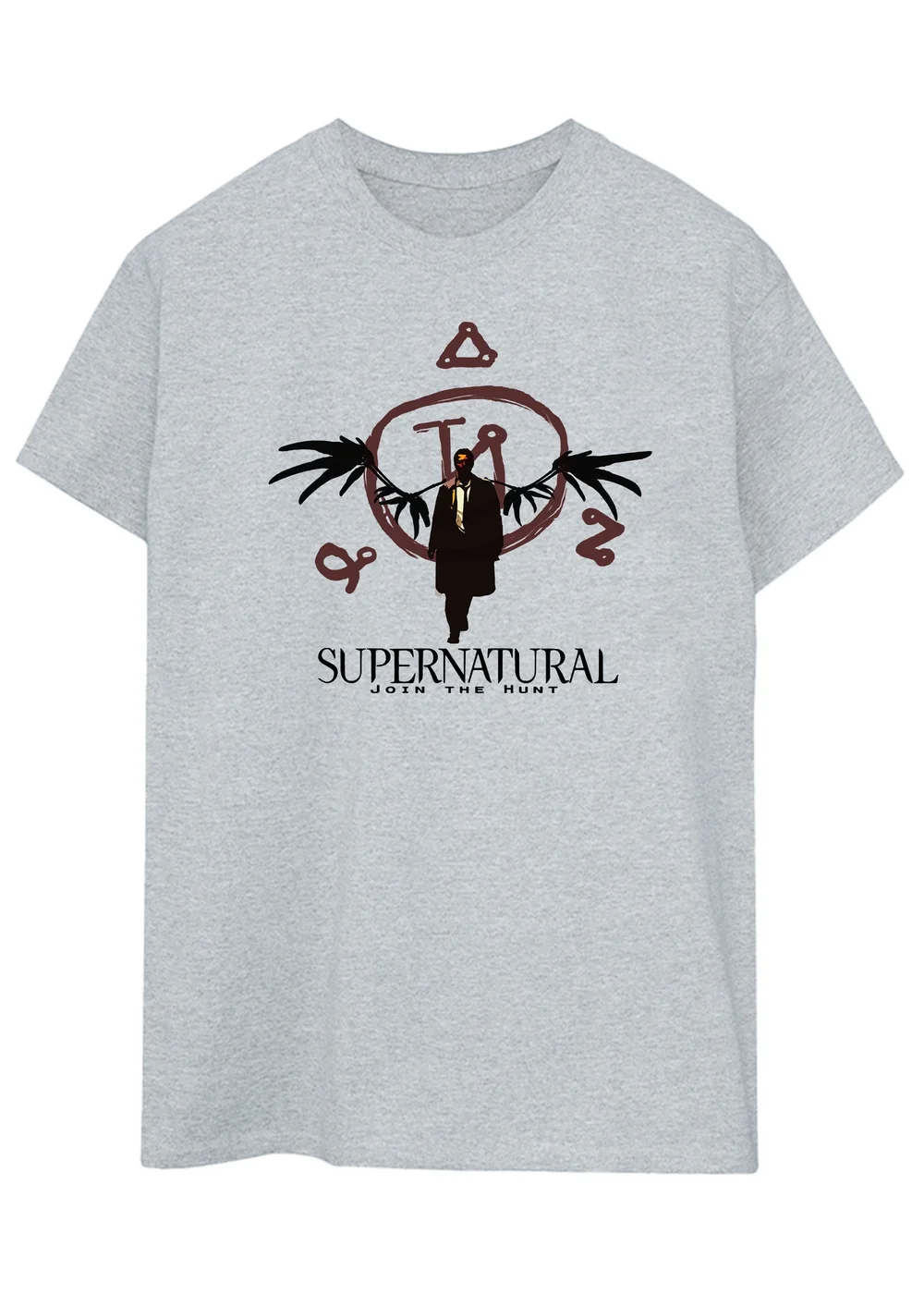 Supernatural Light Grey Logo Heather Printed Boyfriend Fit T-Shirt - Small Image 1